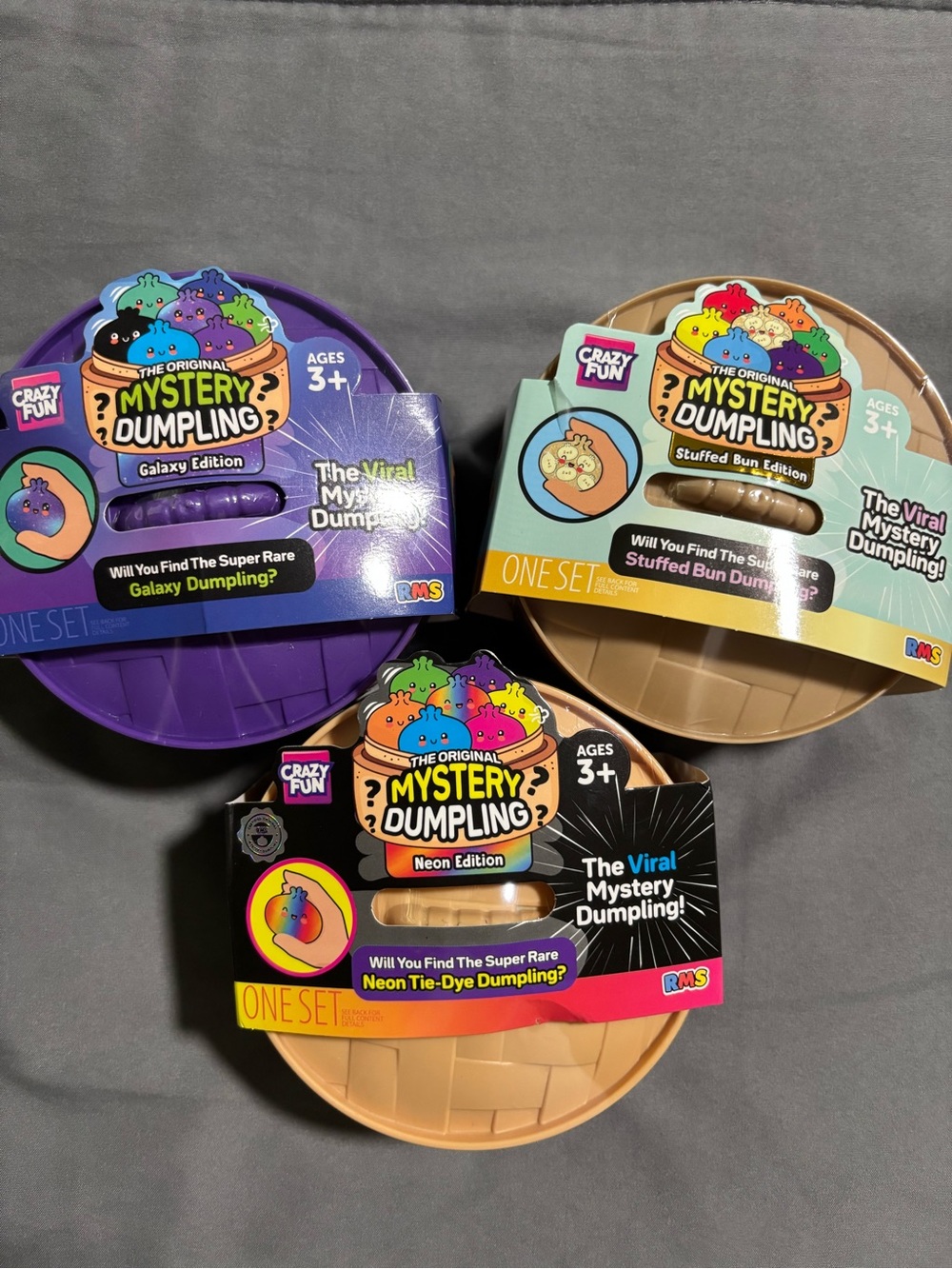 Mystery Dumpling 3 Editions Set - Galaxy, Neon & Stuffed Bun Editions - NEW